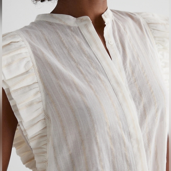 Express White Ruffle Sleeve Top - Picture 3 of 9